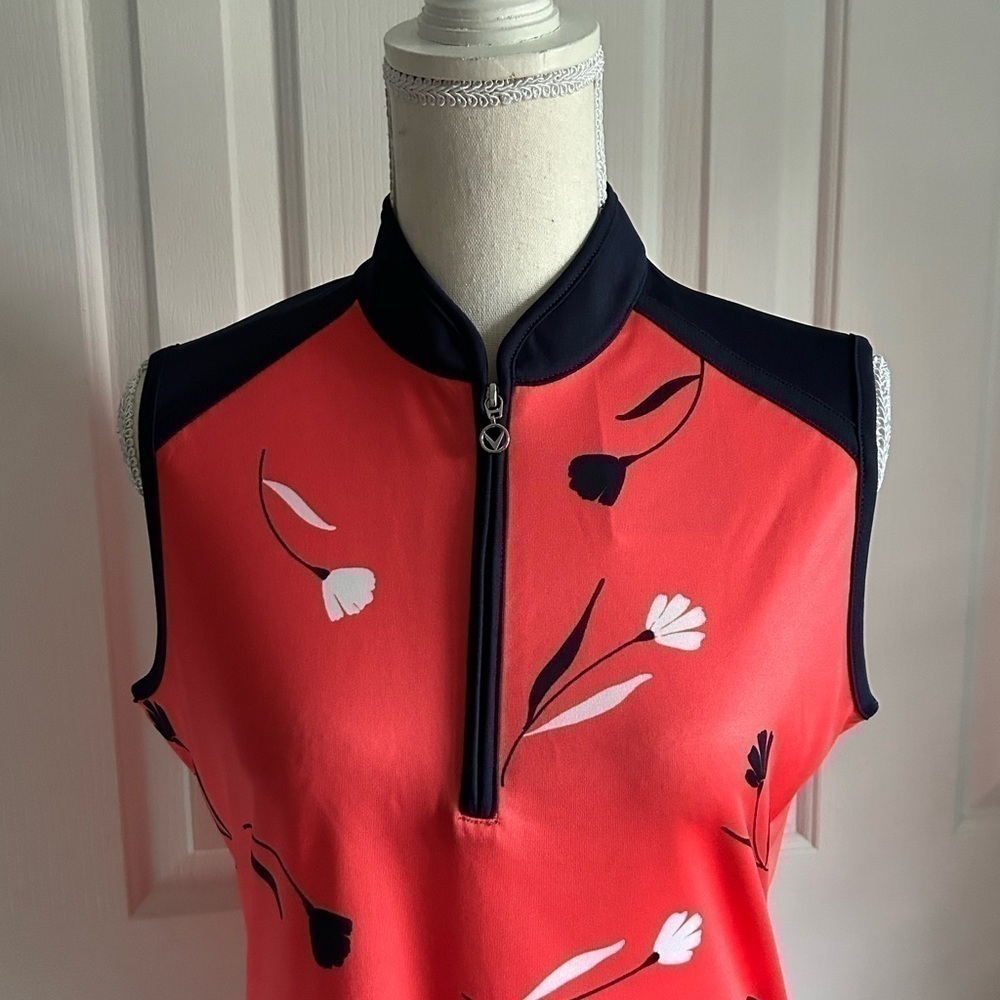 NWT CALLAWAY Women Sleeveless Golf Shirt, Opti Dri, Orange, Size Medium - Picture 2 of 6